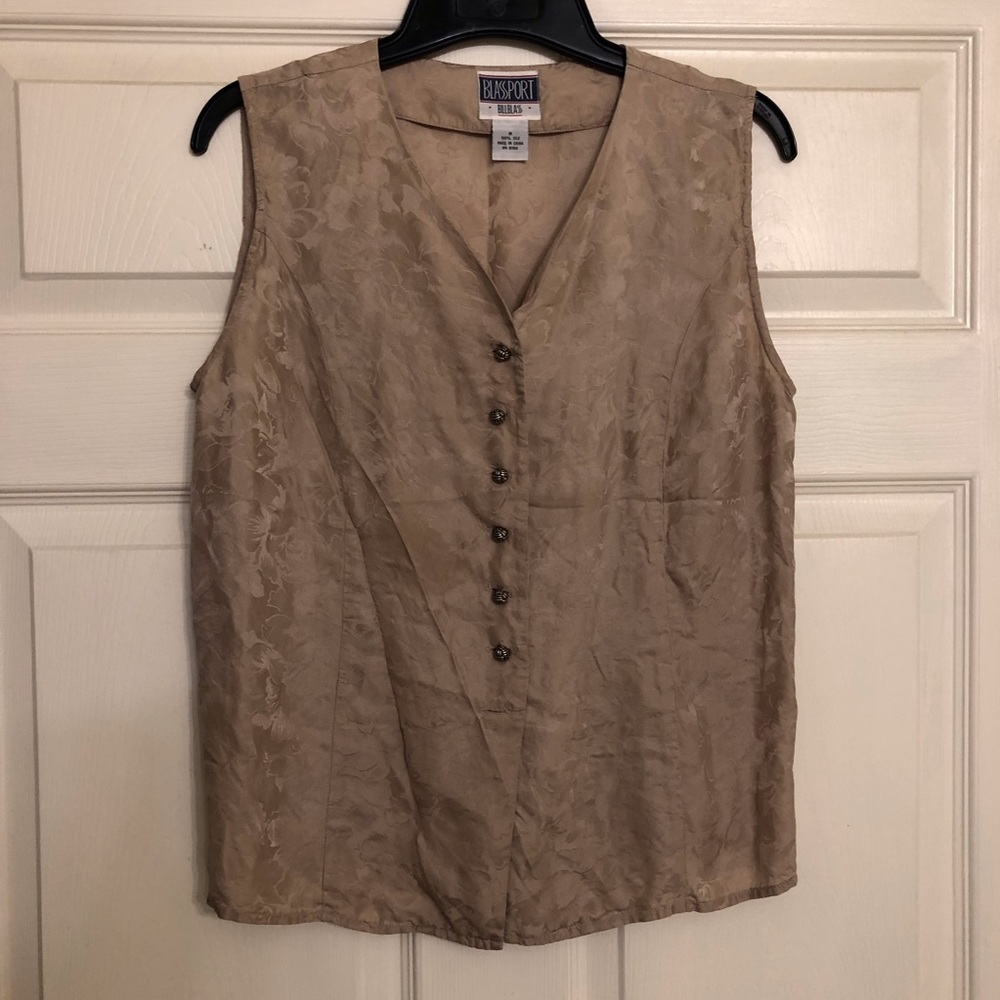 Bill Blass 100% silk oriental style vest with Silver tone knot buttons